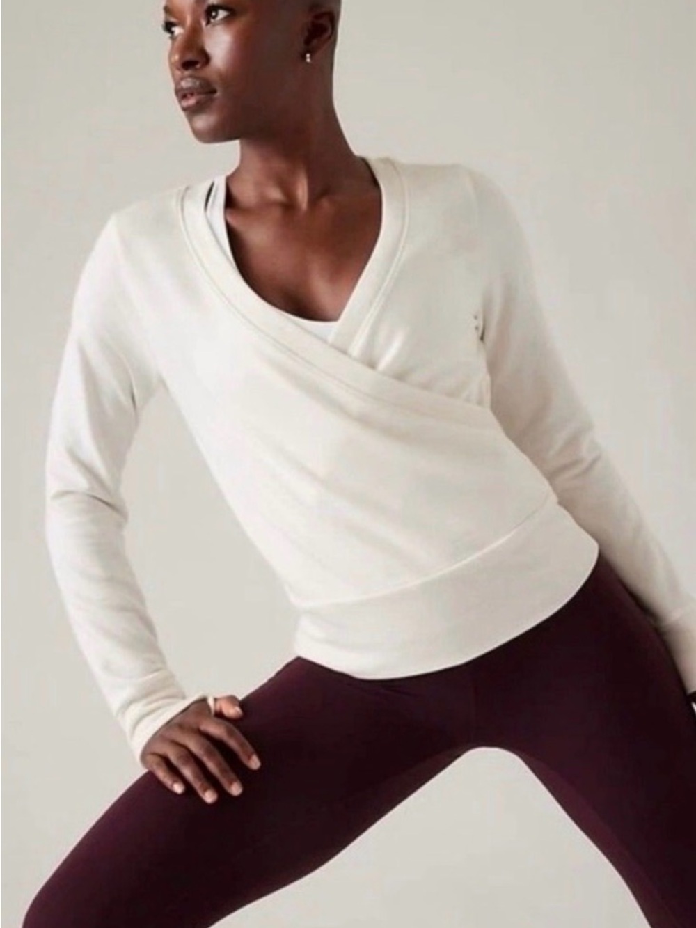 Athleta Recharge Wrap Sweatshirt in Magnolia White, Size Medium
